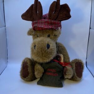 Boyds Bear Moose Christmas Plush Moe Munchencrunch Winter Trapper Hat 14 inch